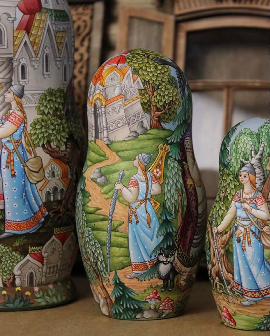 ロシア雑貨☆ロシア民話マトリョーシカ『鷹フィニストの羽根』(5P)オルガ作