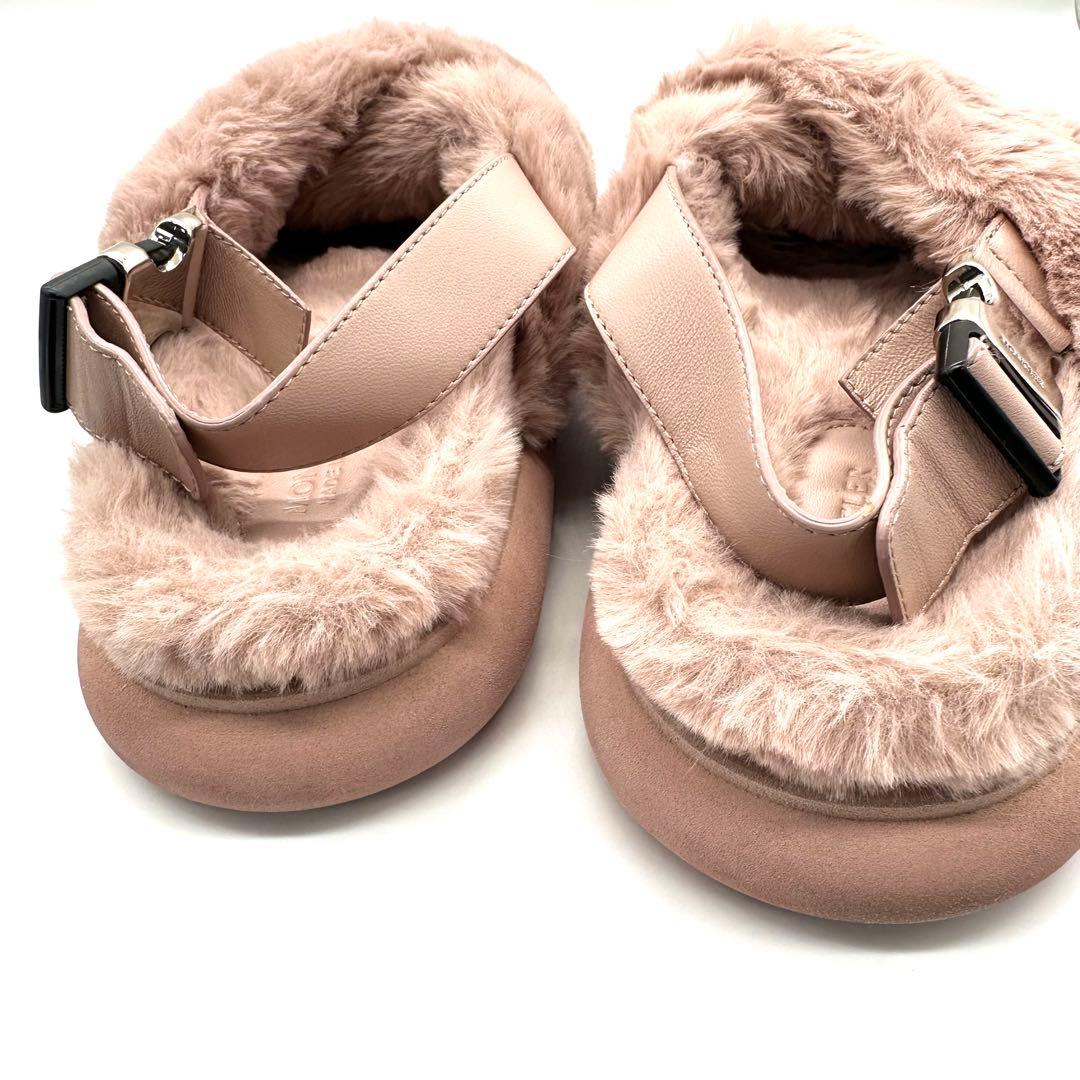 美品★MONCLER モンクレール ソラリス ファーサンダル ピンク 23.5