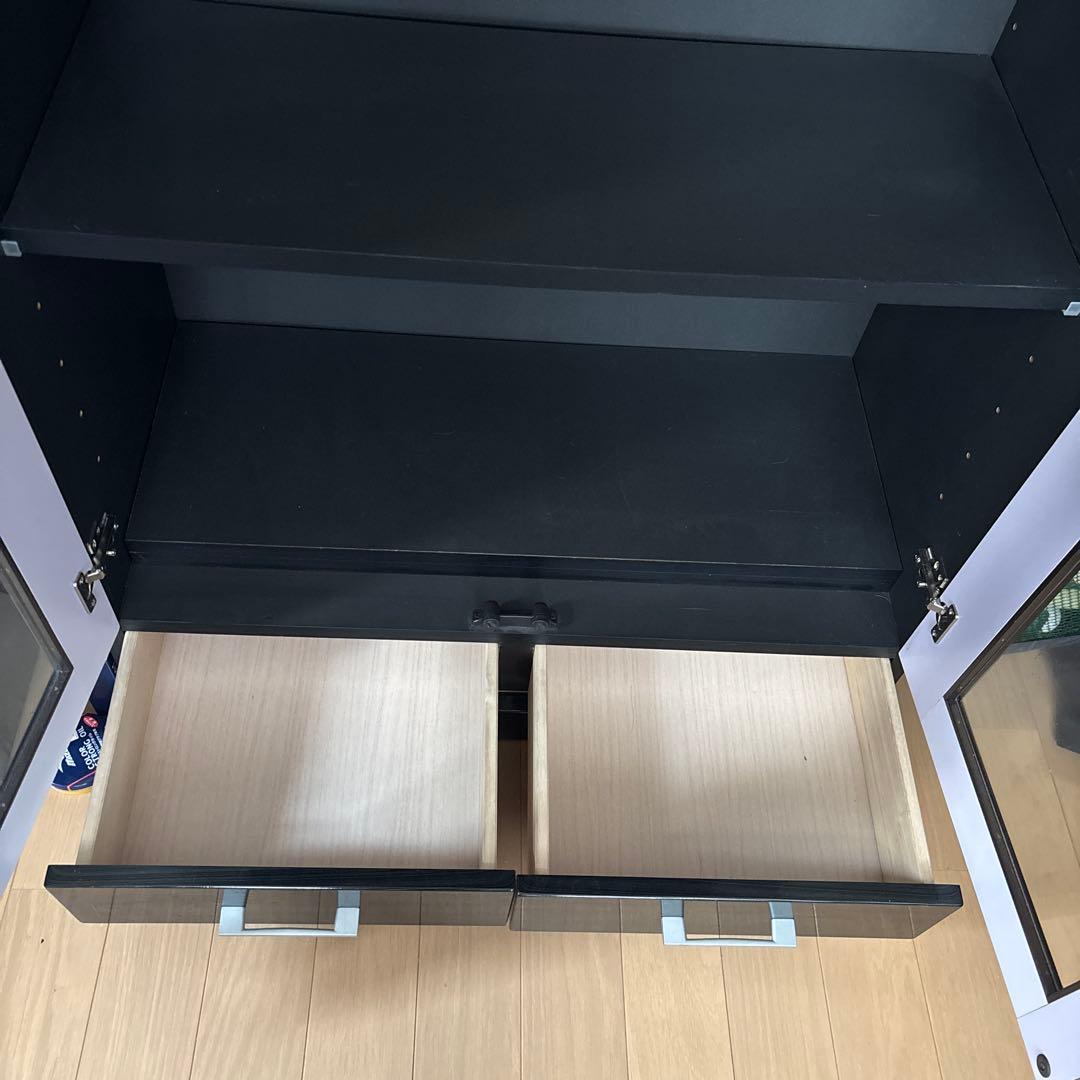 【組立不要！】キャビネット　本棚　収納　ガラスケース　ブラック