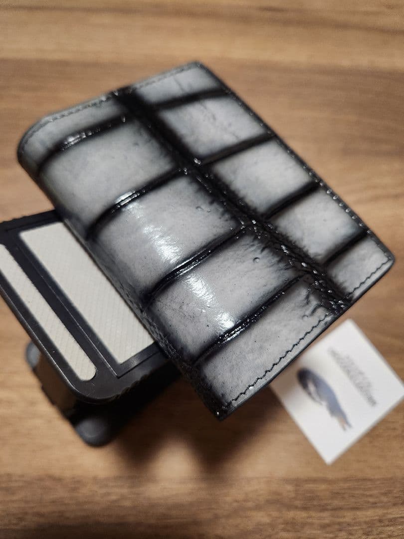 ☆ 実物撮影 ☆ ブルーグレー クロコダイル 財布 名刺 カードケース 定期入れ