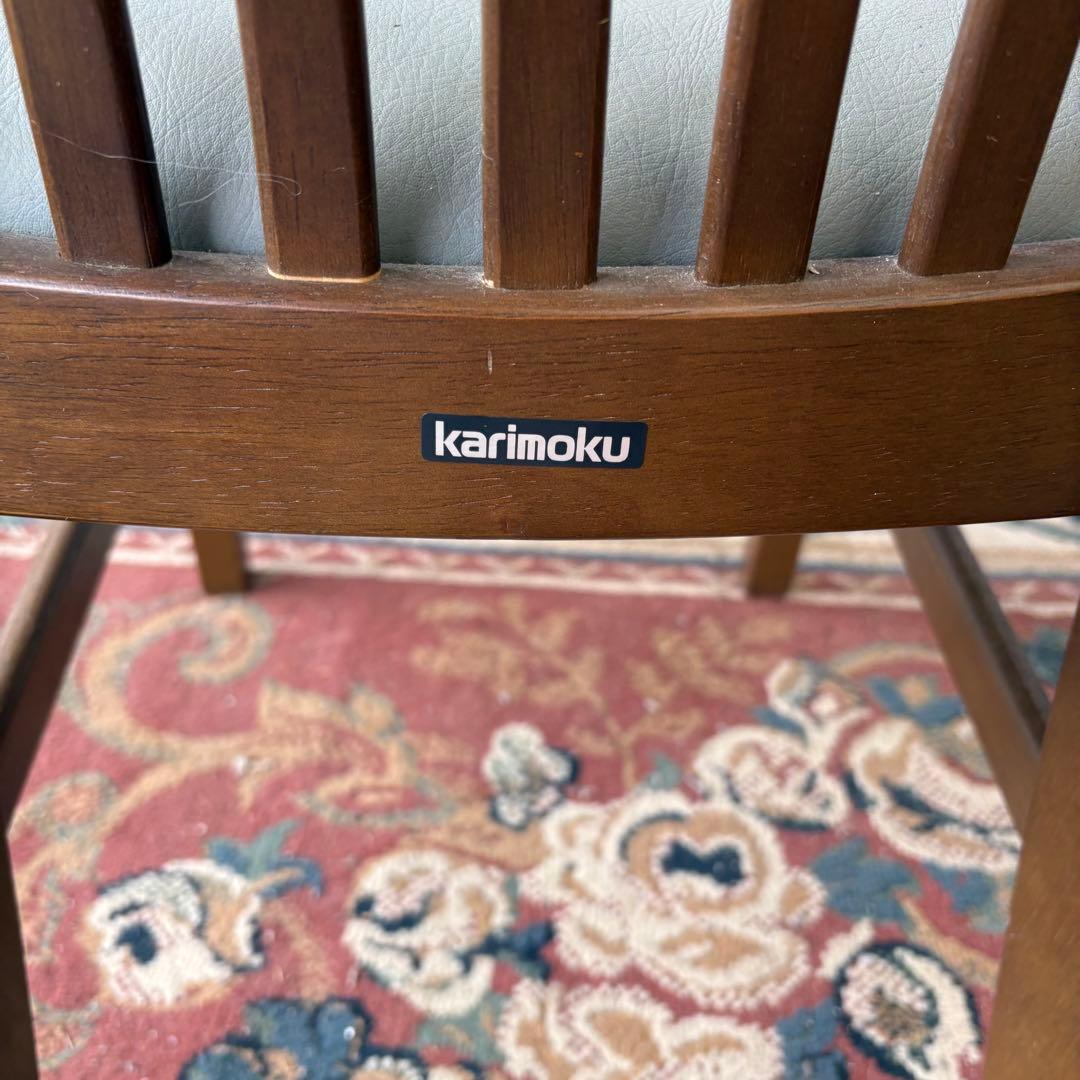 ① 昭和レトロ カリモク ダイニングチェア 木製椅子 古家具 グレー ビンテージ