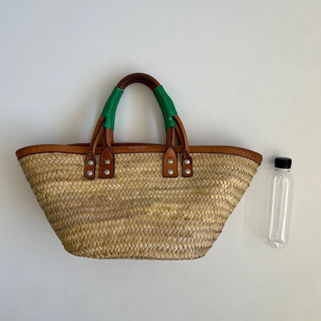 バッグ BALENCIAGA BISTRO PANIER STRAW HAND BAG