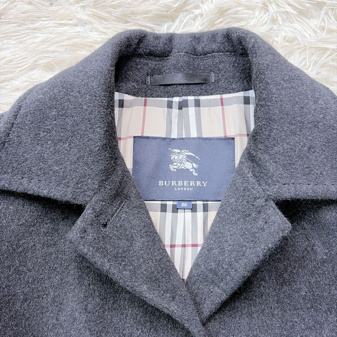 【希少】バーバリー ロンドン アンゴラ コート ノバチェック グレー 38