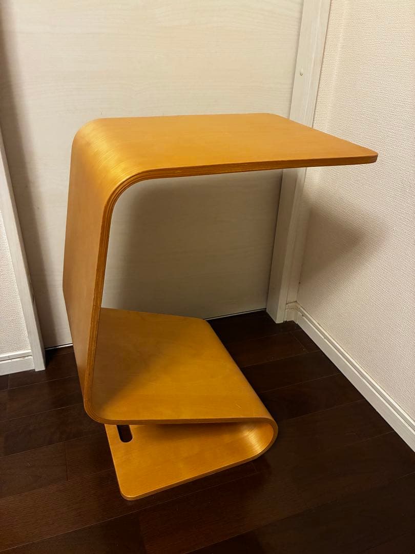 プライウッド、マガジンラック付きサイドテーブル、ミッドセンチュリー、北欧、モダン