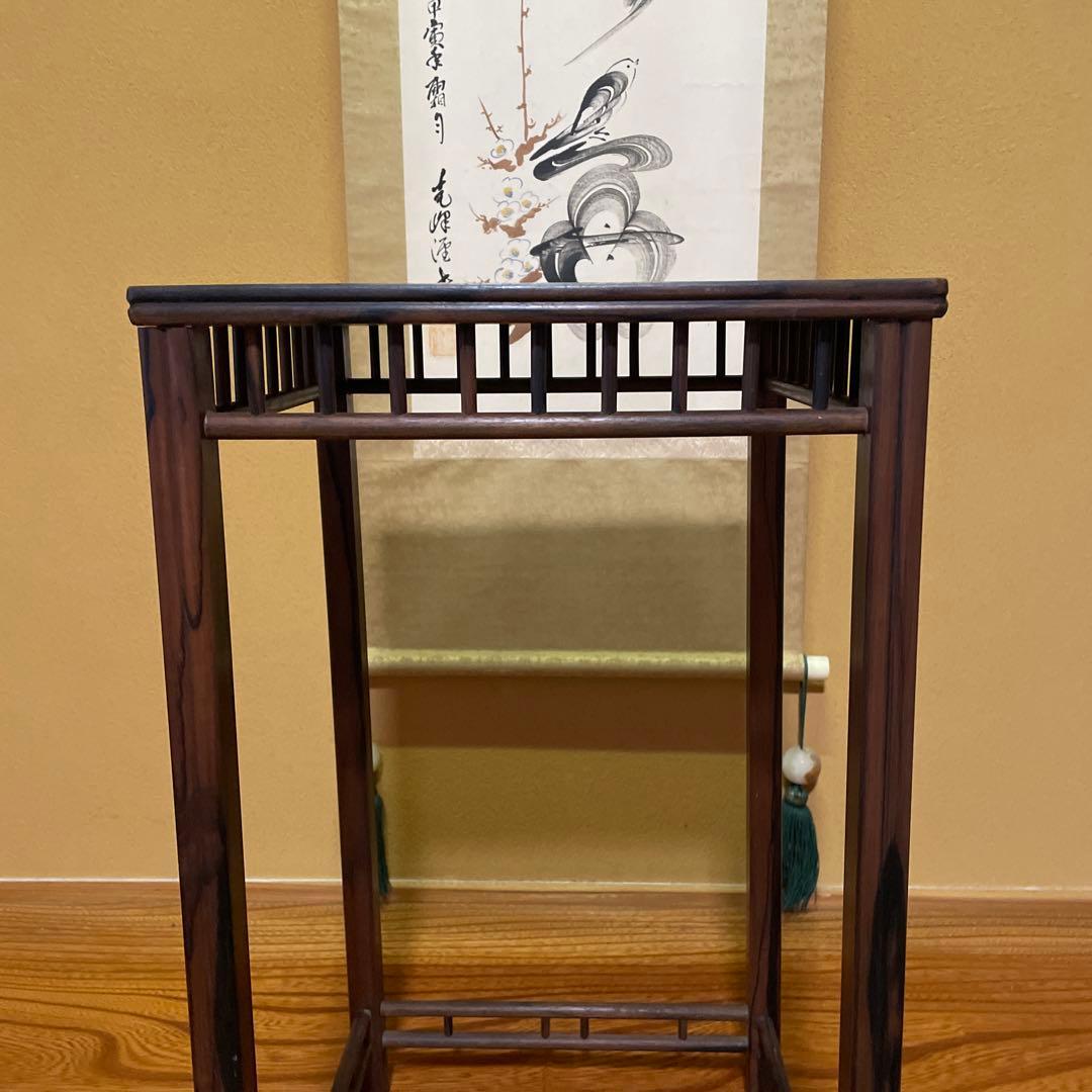 【唐木】懸崖1.1尺 盆栽台 黒檀 ビンテージ品 高卓(こうしょく)【訳あり品】