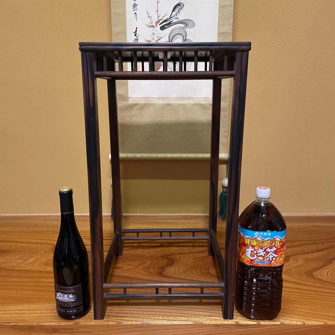 【唐木】懸崖1.1尺 盆栽台 黒檀 ビンテージ品 高卓(こうしょく)【訳あり品】