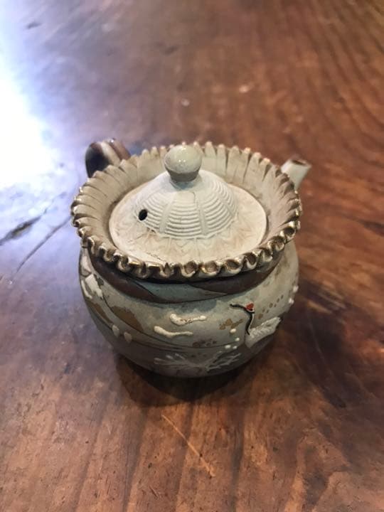 万古焼 富士山に鶴紋急須　煎茶道具　中国