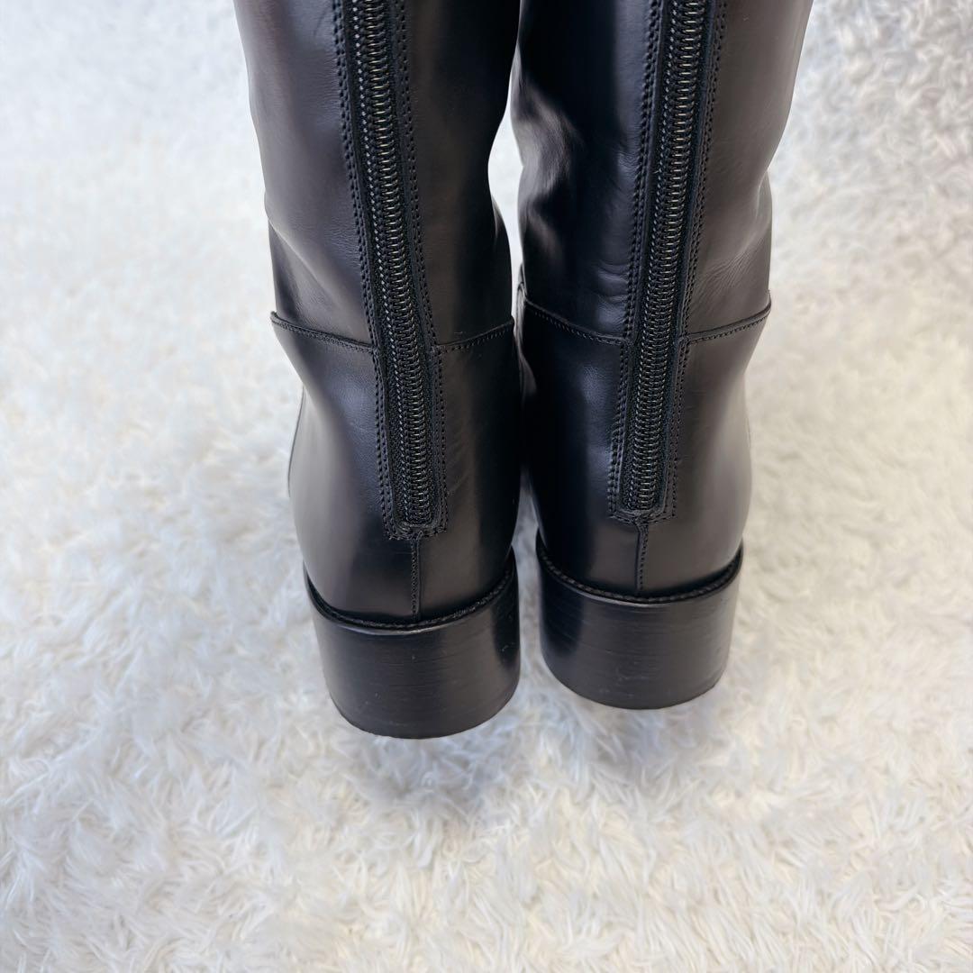 美品✨ サルトル ブラック レザー ロングブーツ　クロスストラップ　37