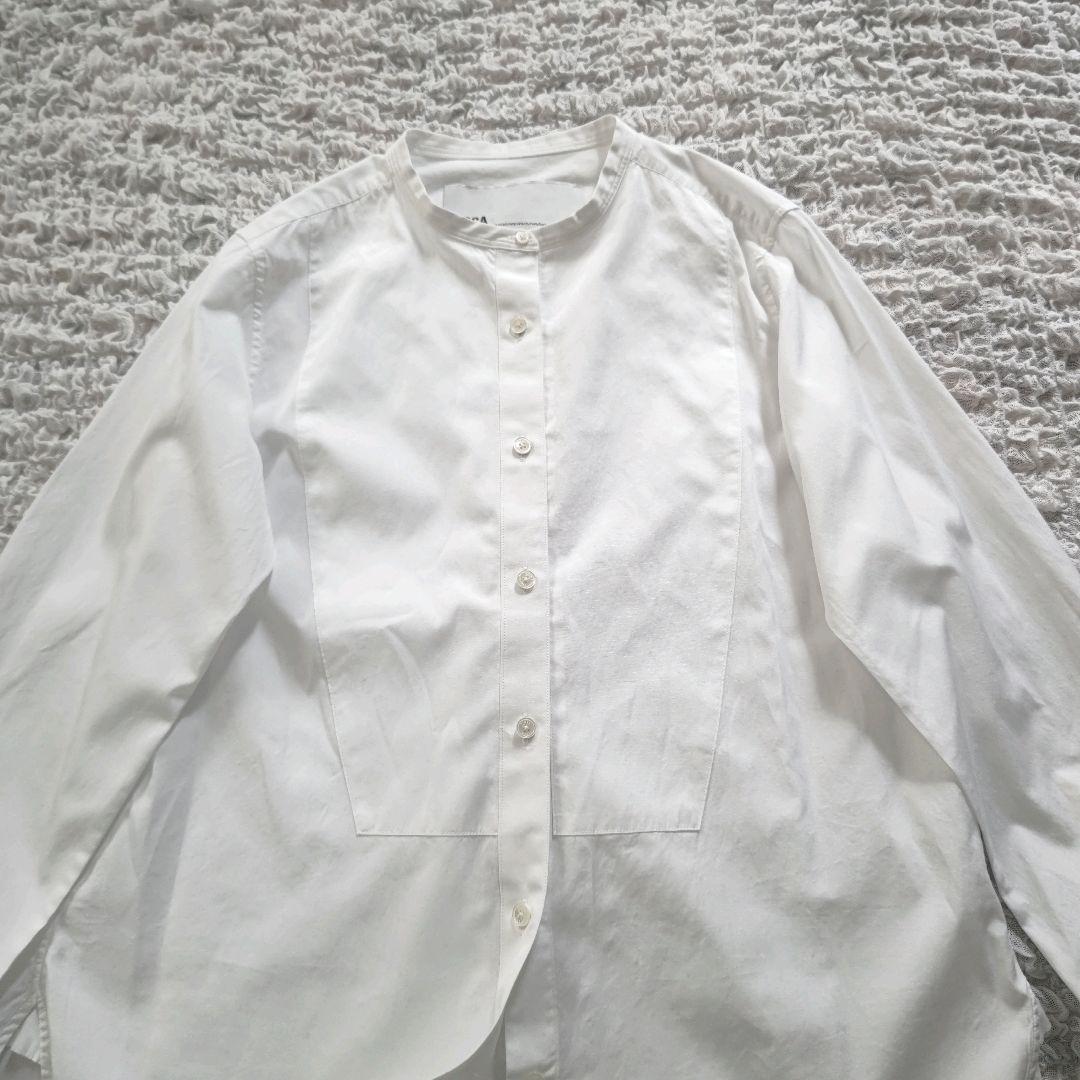 TICCA　定番　ビブヨークシャツ　コットン　ノーカラー　ホワイト　サイズ3