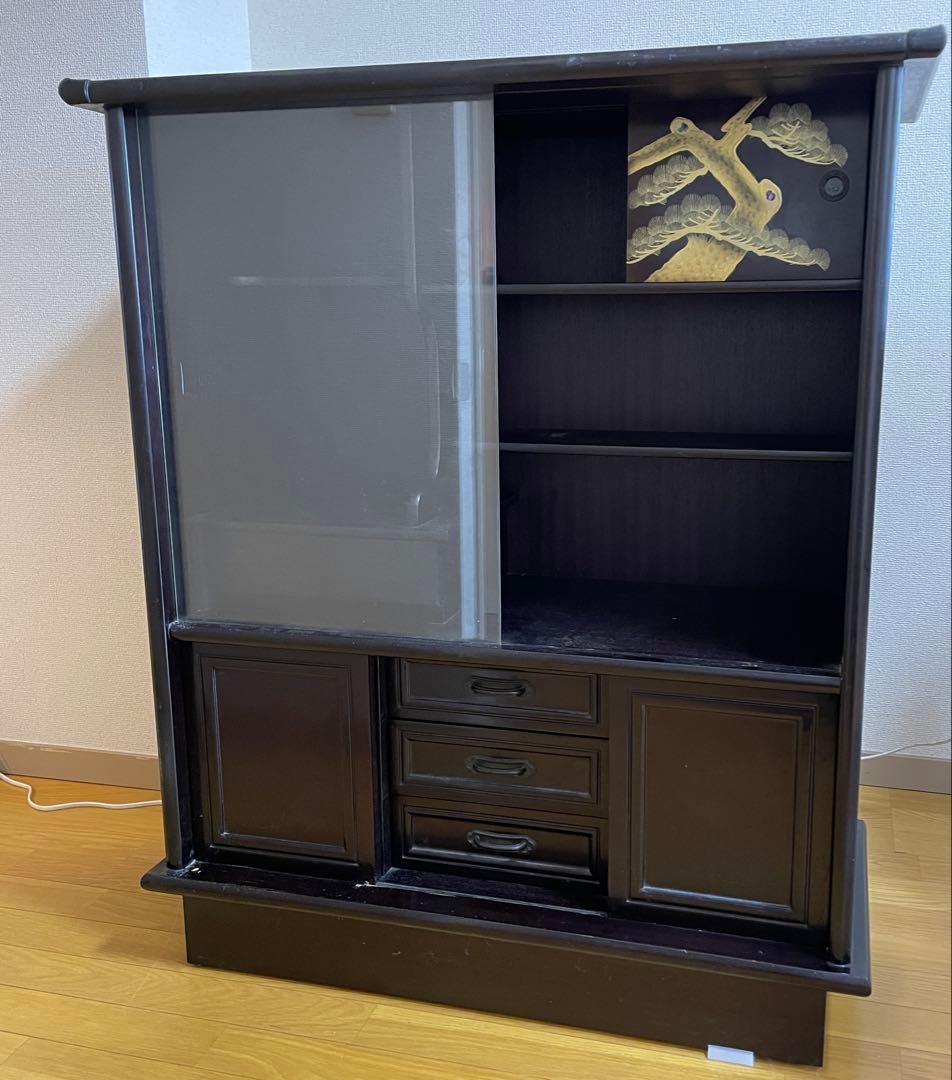 昭和レトロ 茶箪笥 螺鈿細工 松柄 和箪笥 飾り棚 キャビネット