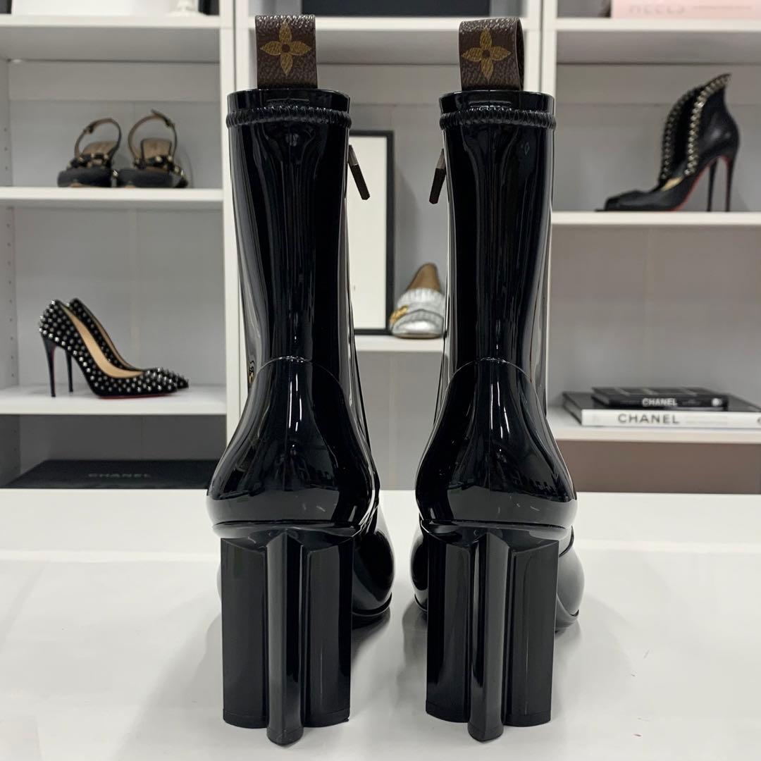 ヴィトン シルエットライン ラバー モノグラム レインブーツ ブラック