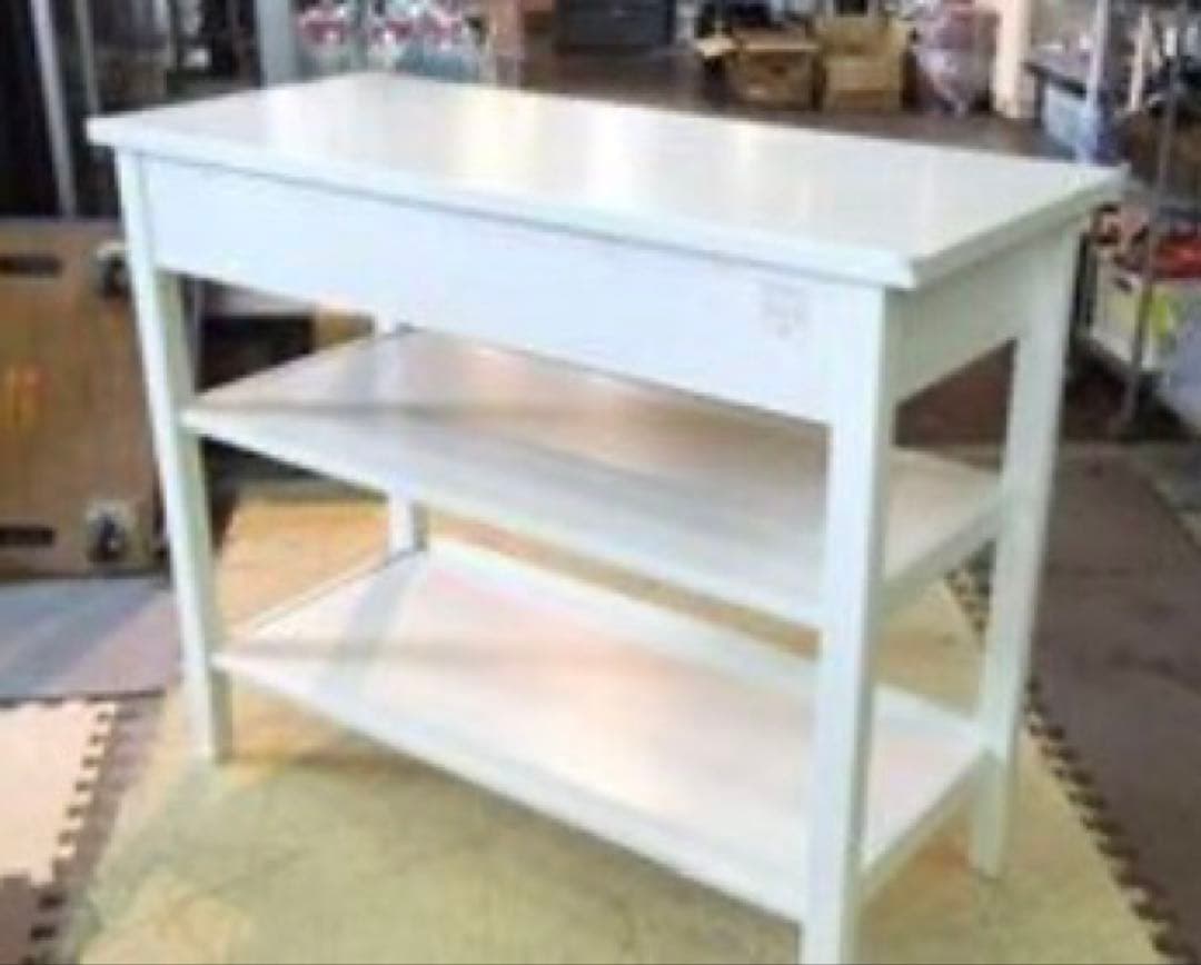 ニトリ　ホワイト 木製カウンターテーブル 2引き出し