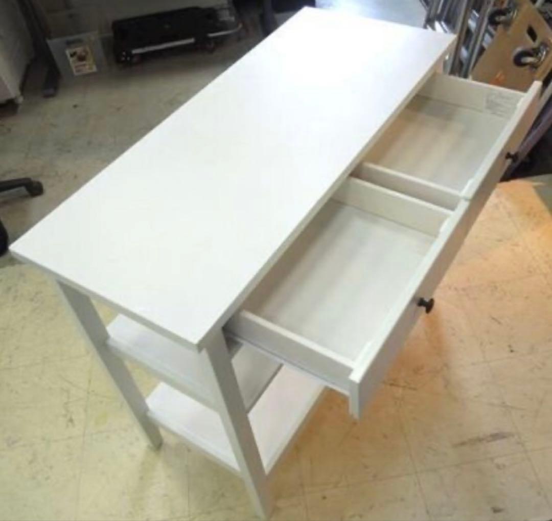ニトリ　ホワイト 木製カウンターテーブル 2引き出し