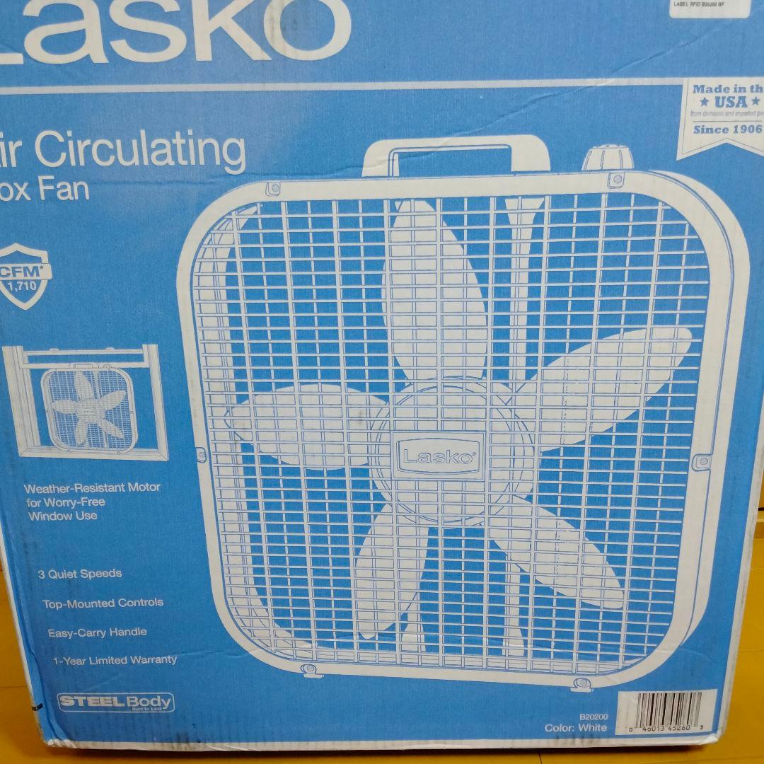 Lasko 20インチ クラシックボックスファン ホワイト 扇風機 サーキュレー