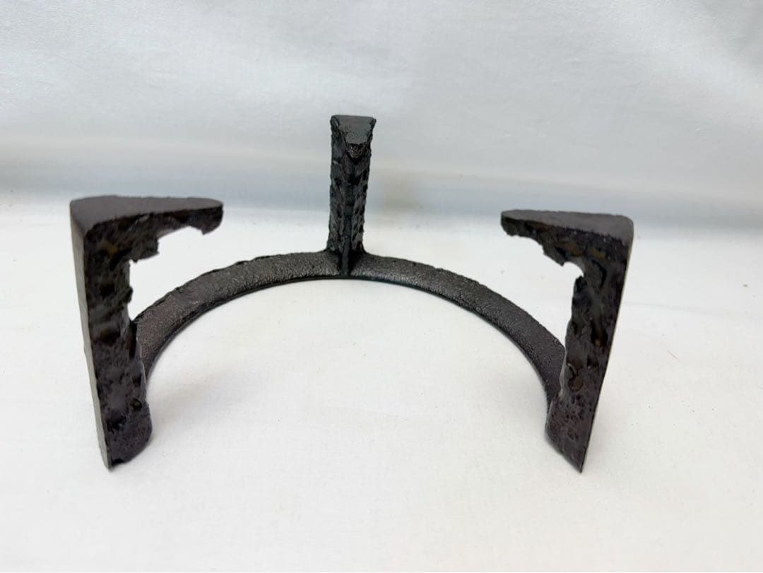 未使用 茶道具 菊地政光造 笹瓜虫喰 風炉五徳 風炉 茶釜 三つ爪 共箱