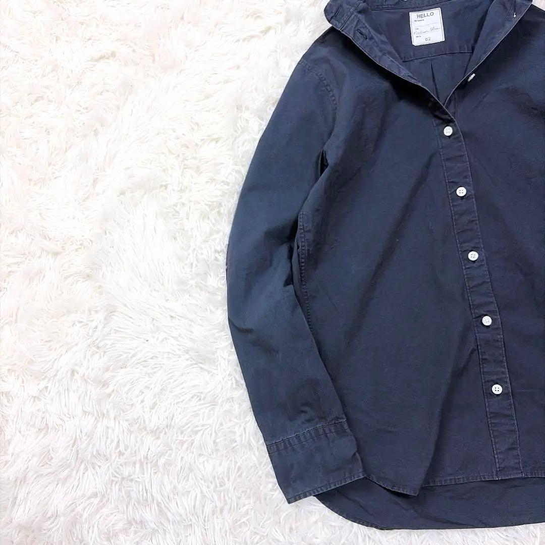 マディソンブルー　コットン　ハンプトンシャツ ロゴ刺繍　サイズ02 ネイビー