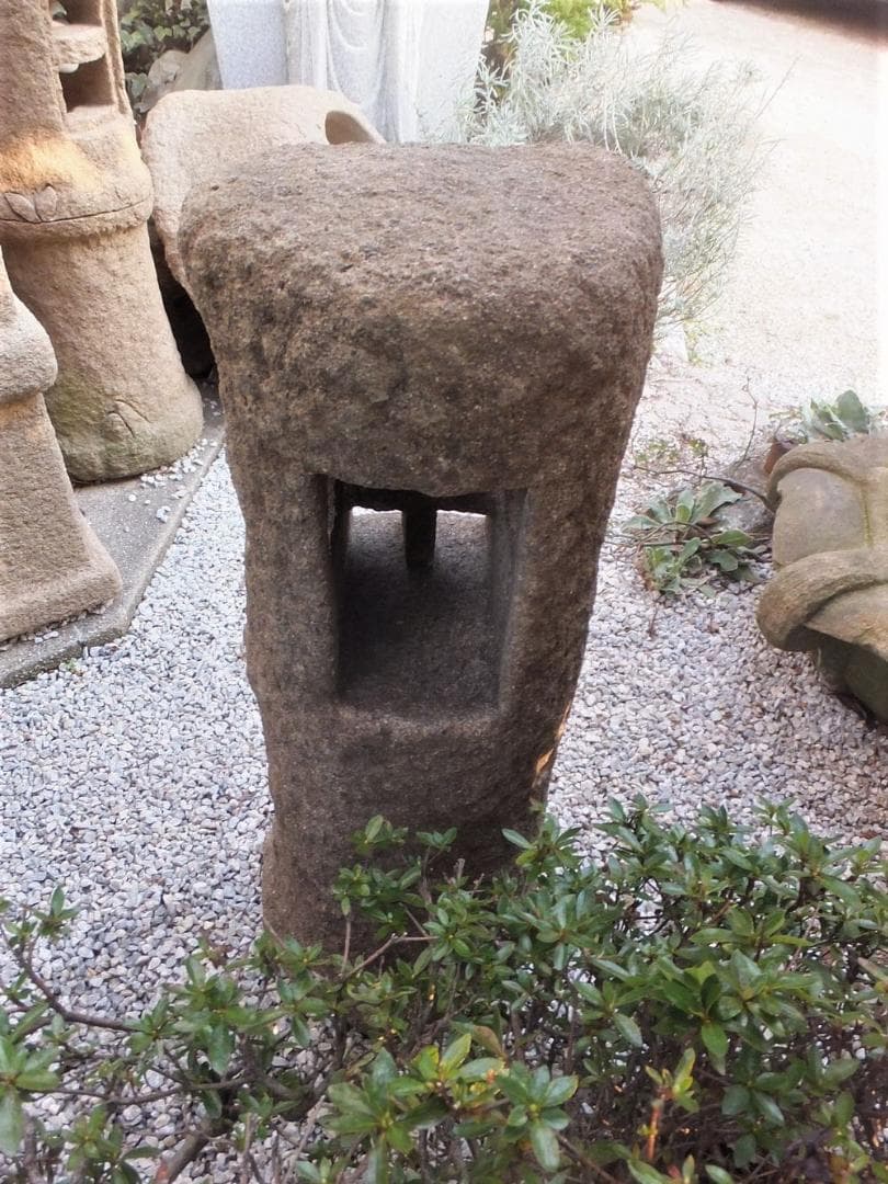 【天然石自然木型道しるべ灯篭】箱庭ガーデニング造園オブジェ置物