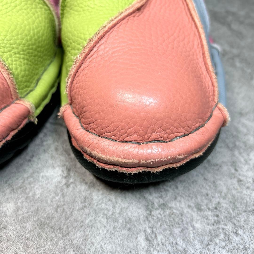 美品✨【エスタシオン】レザーショートブーツ/レインボー/厚底/コンフォート✨総柄