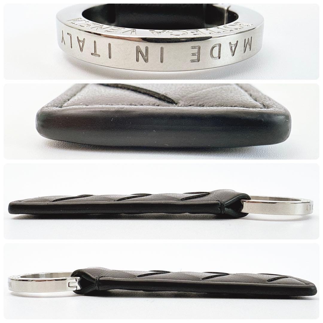 ボッテガヴェネタ イントレチャート タブ キーリング キーホルダー ブラック