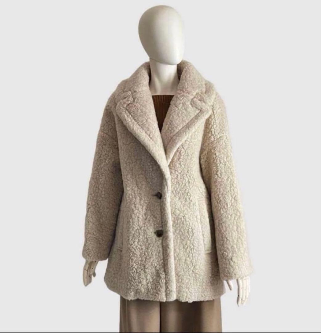 アナイ　カーリーウールミドルボアテディベアコート