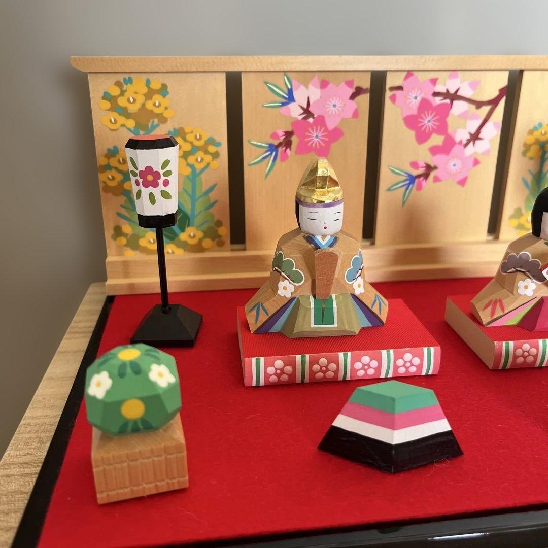 中村外志人 雛人形 木製 桜模様　超美品