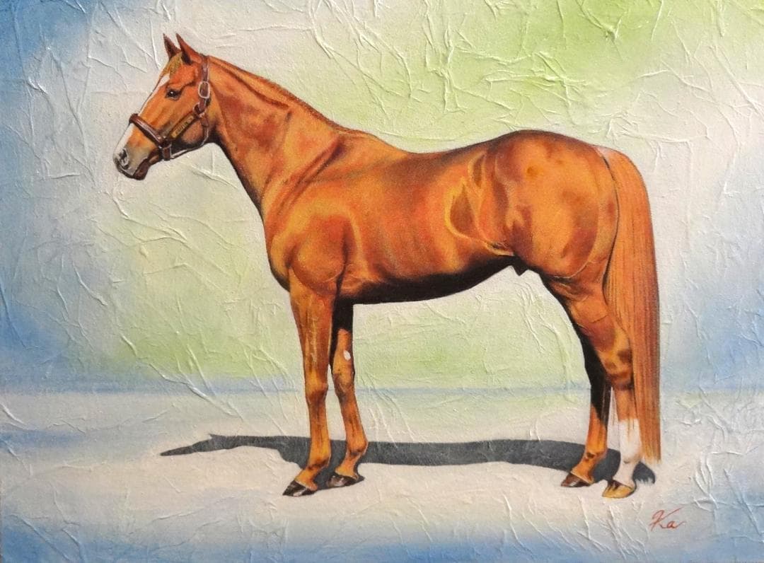 上鈴木正一 油絵 F6号『オルフェーヴル号立ち姿』jordan33様ご注文作品。