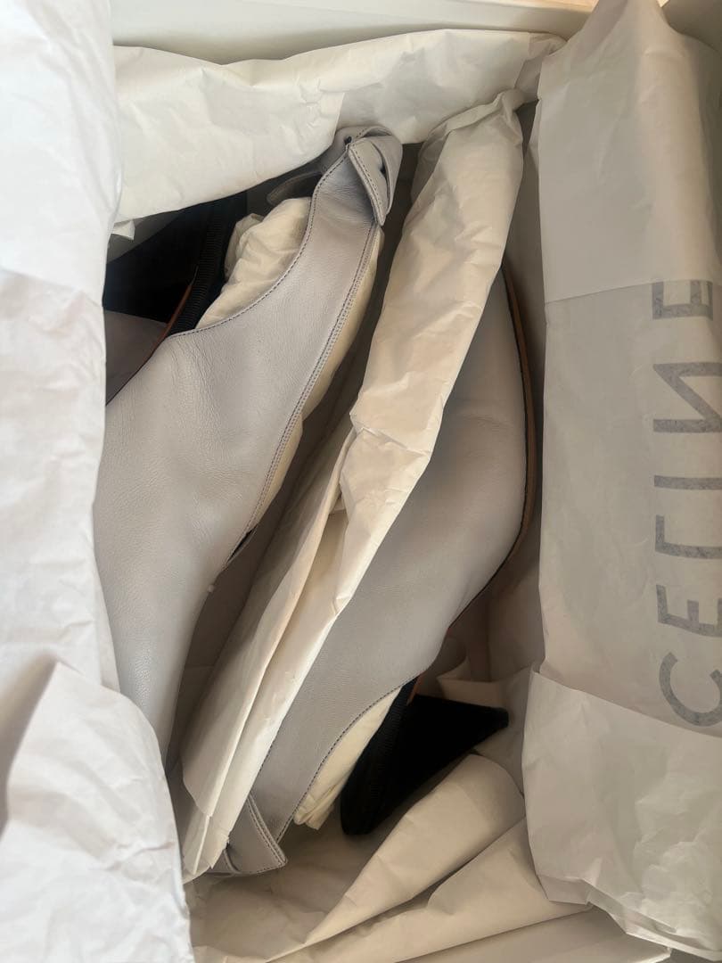 セリーヌ レザー ミュール　グレー　36サイズ