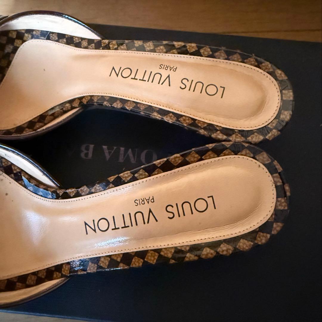 【週末セール開催】ルイヴィトン ダミエ ローヒール ヒール サンダル