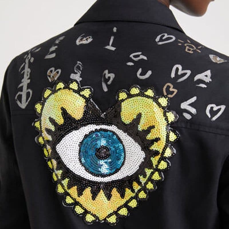 ♥新品未使用♥Desigual 刺繍＆メッセージ入りレディース モッズジャケット