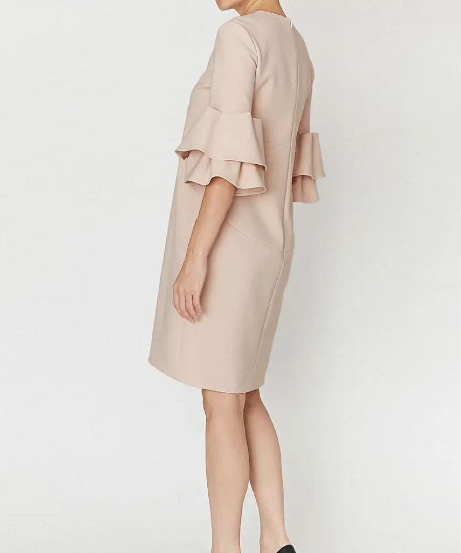 ヨーコチャン　ティアードスリーブパールドレス　ワンピース　36 ピンクベージュ