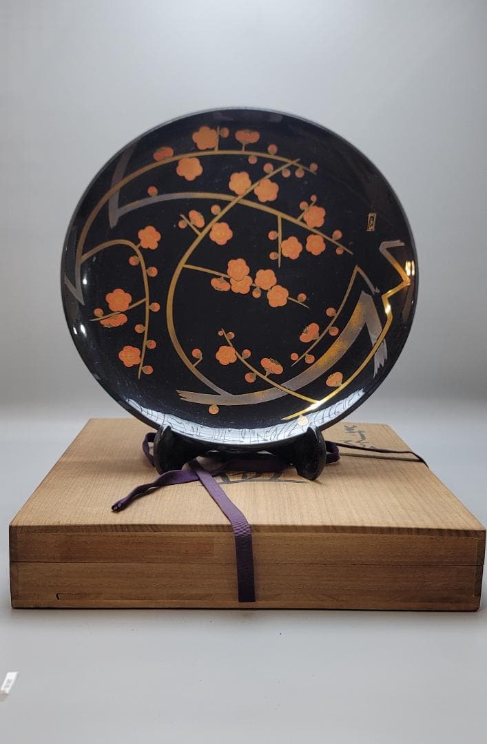 漆器 蒔絵 梅花文 漆飾皿 象彦作 共箱 京都