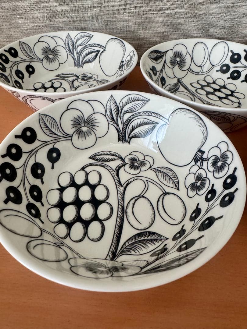 旧ロゴ　アラビア パラティッシ　ブラック スープボウル 17cm 4個セット