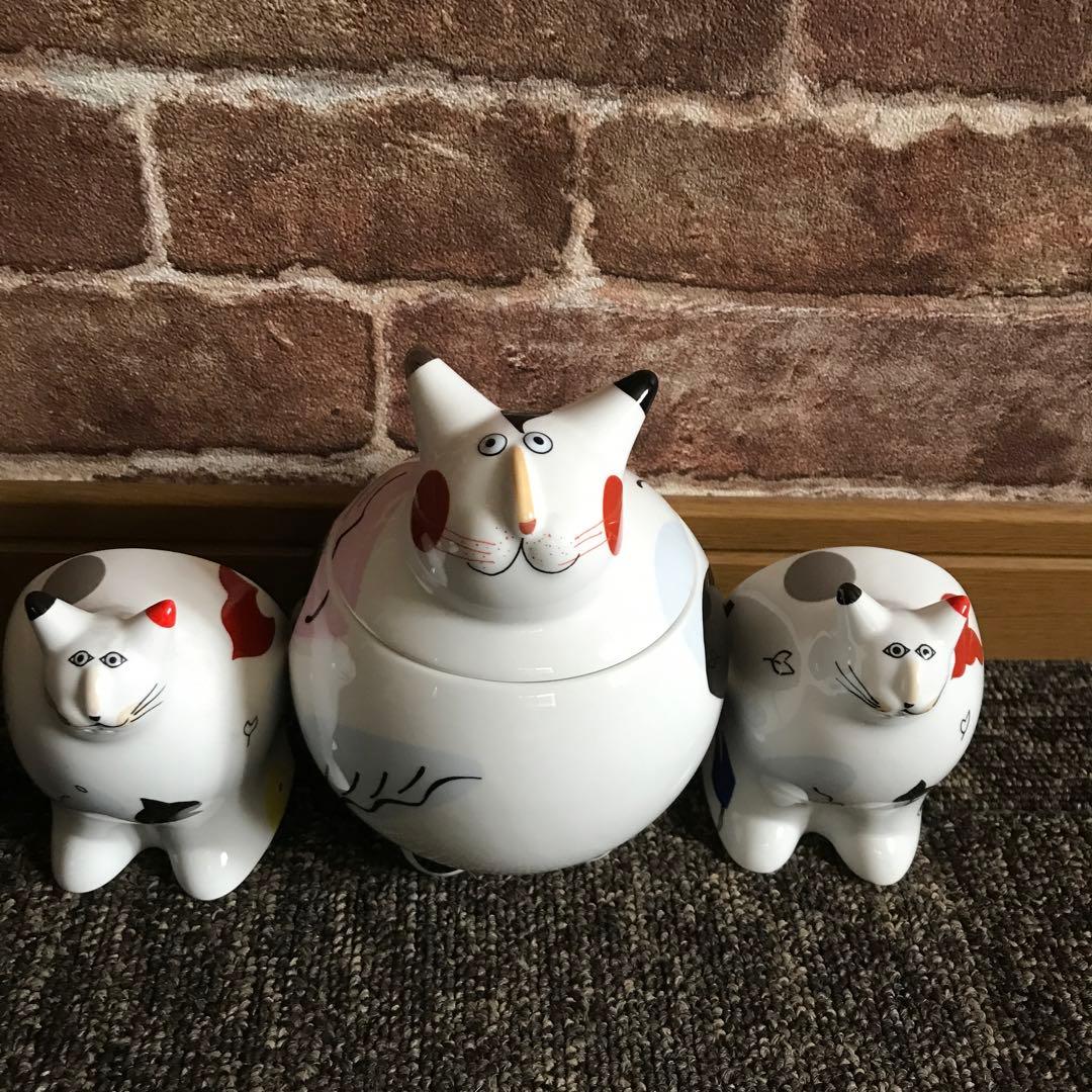 美品　希少　ビレロイ＆ボッホ　調味料ケース　ねこ　3点セット