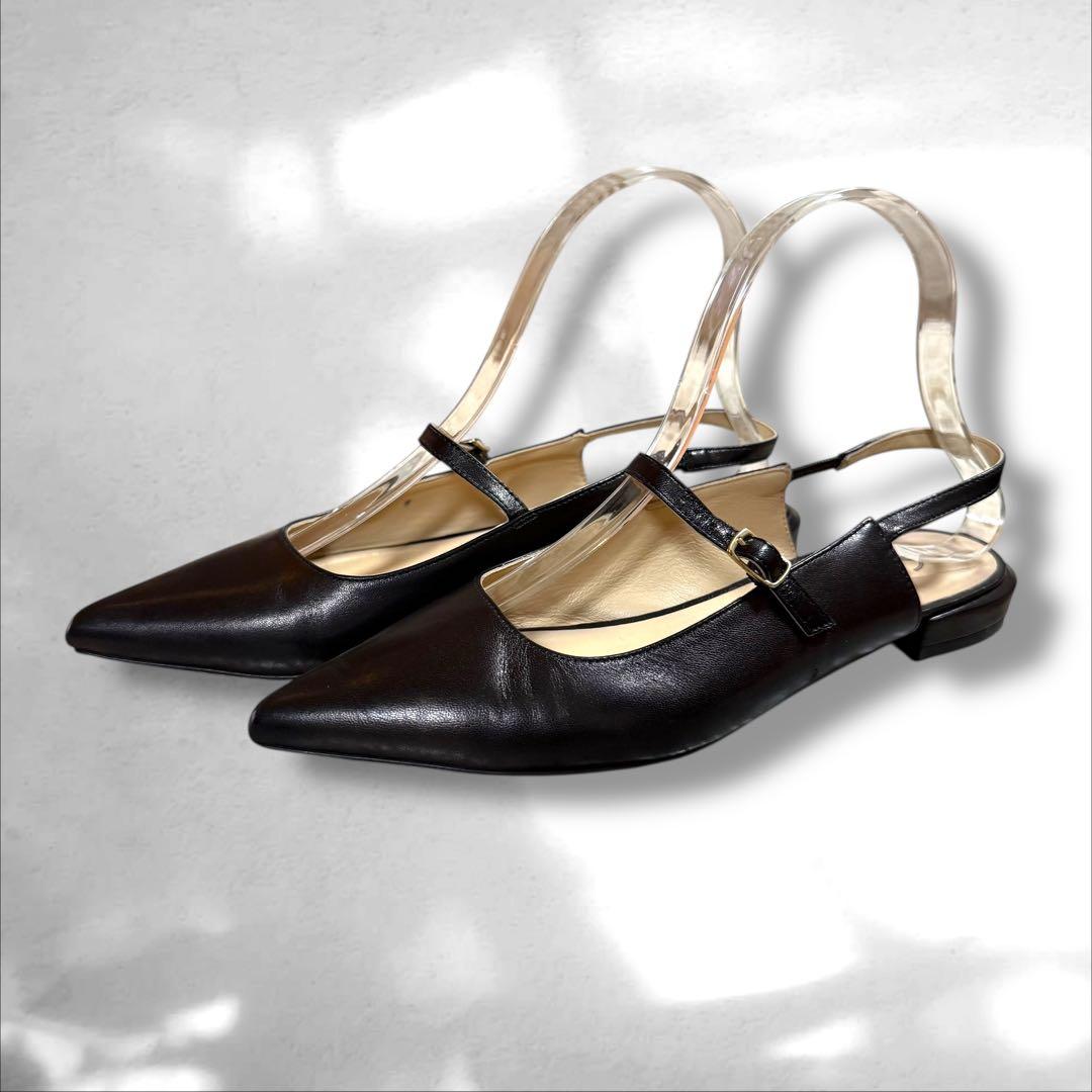 ファビオルスコーニ　ポインテッドトゥ　メリージェーン　レザー　ブラック　23㎝