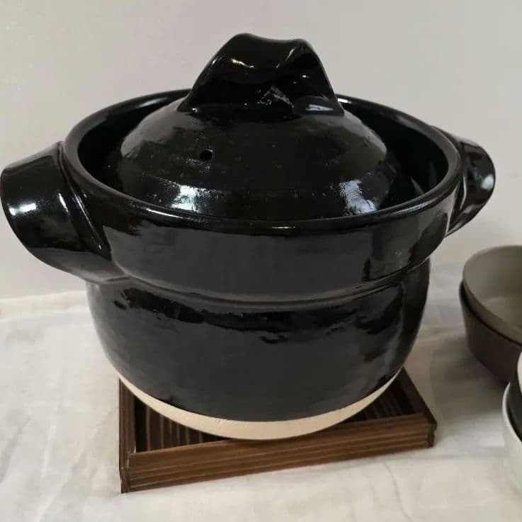 信楽焼 ごはん鍋 5合炊き 黒釉 御飯鍋 ふっくら！