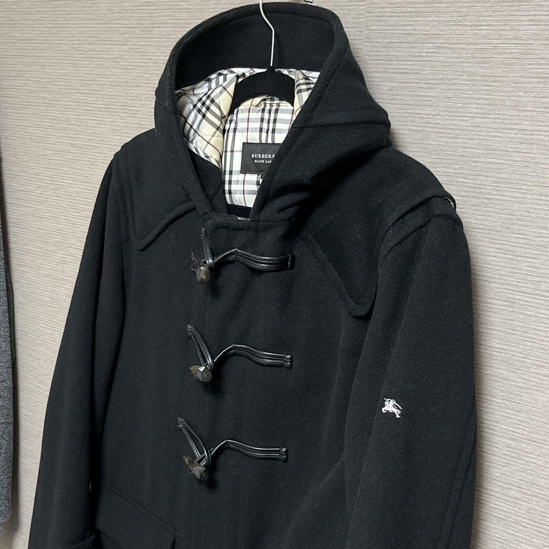 バーバリー ブラックレーベル　メンズ ダッフルコート Lサイズ　牛革紐
