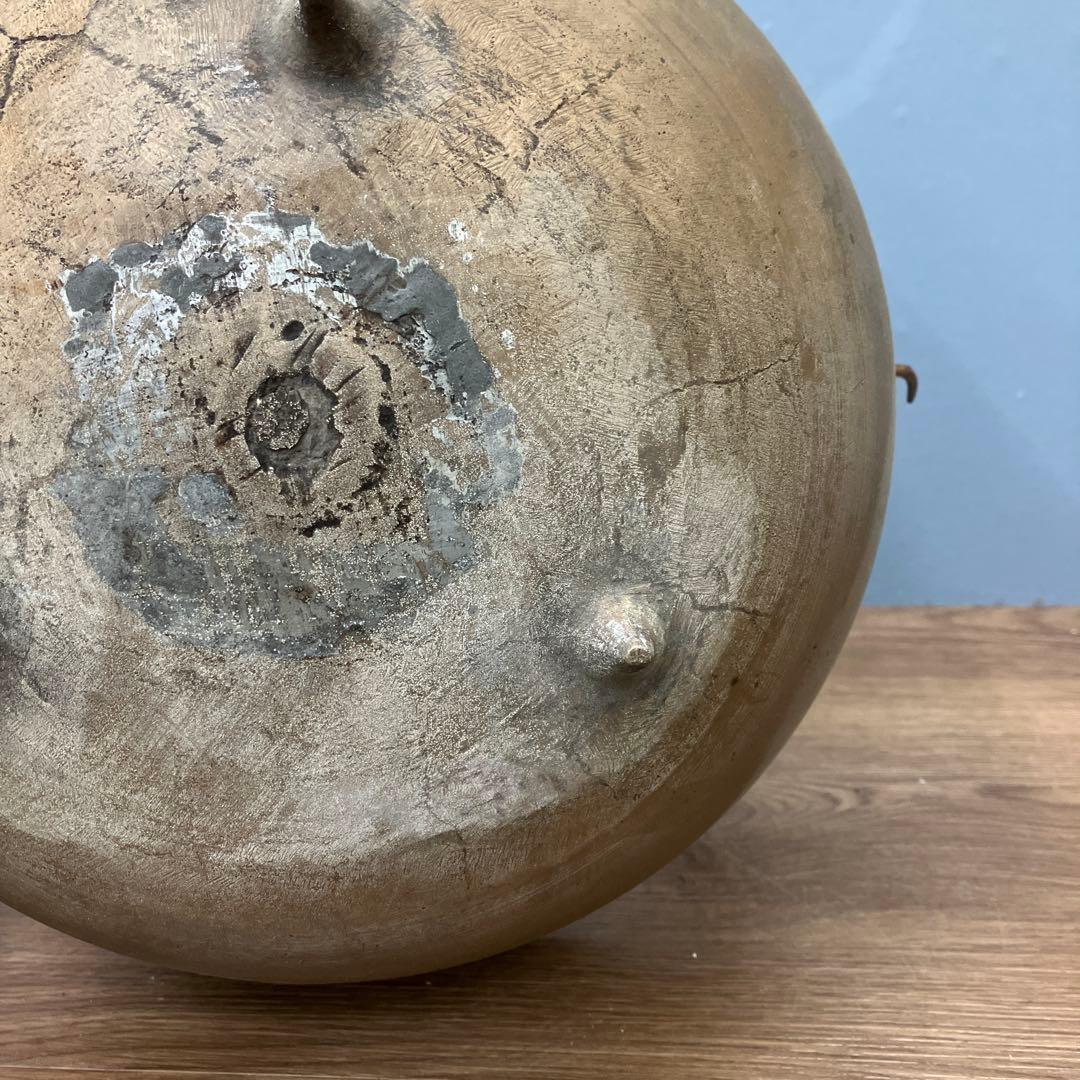 E-2 ヴィンテージ 真鍮製 持ち手付きボウル 天然木ハンドル 菓子器 古道具