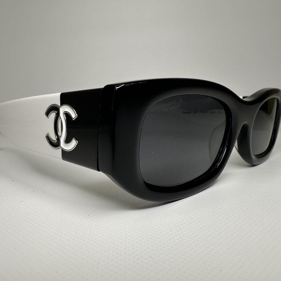 【新品】CHANEL シャネル サングラス ラウンド ボストン 黒白 丸メガネ