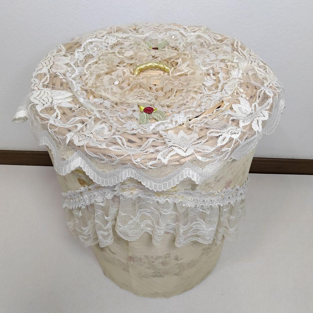 レースダストボックス 蓋付き 大型 高さ48cm 装飾 おしゃれ 送料無料