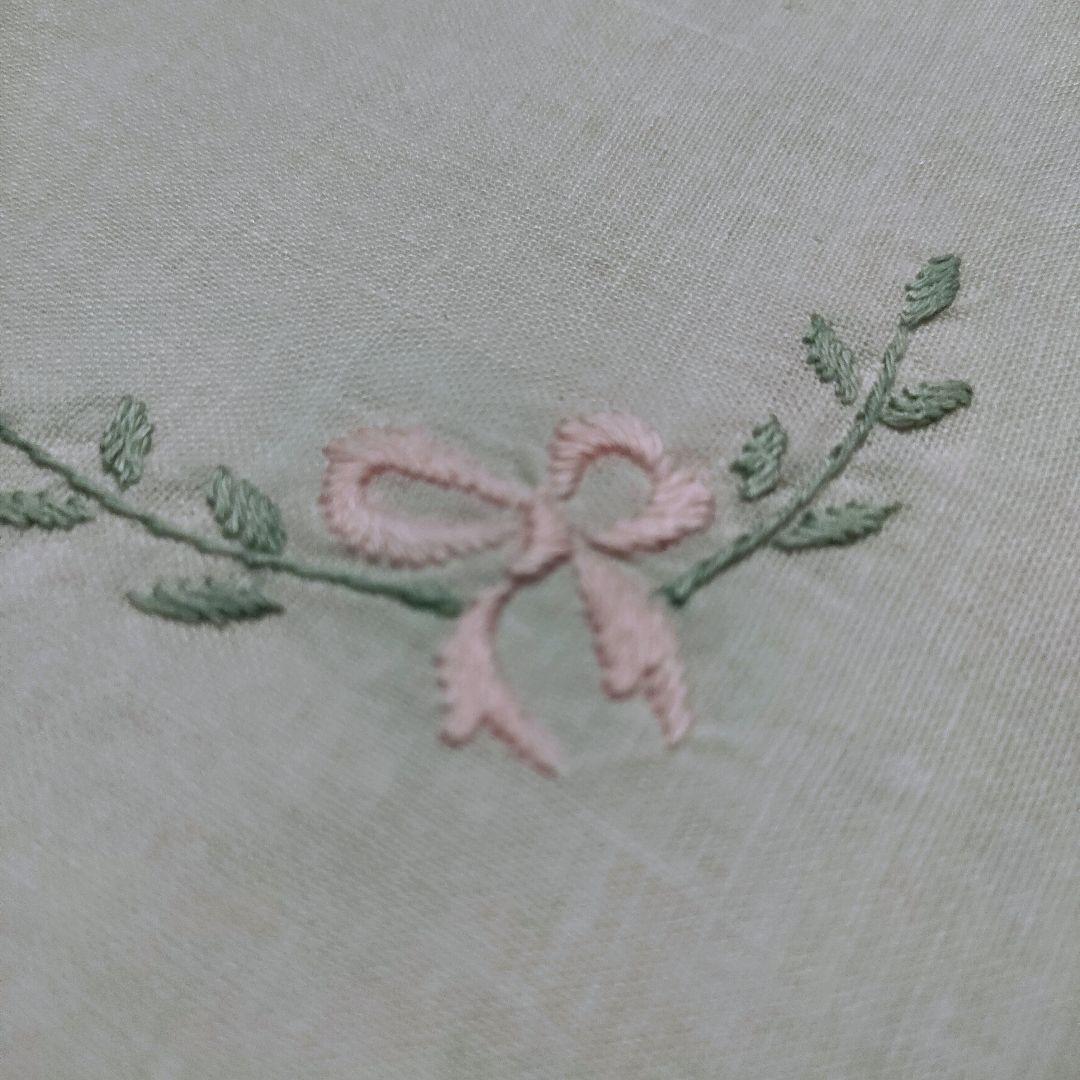 ♥新品 正方形 リネン キッチンクロス ランチクロス 刺繍 リボン 2枚セット