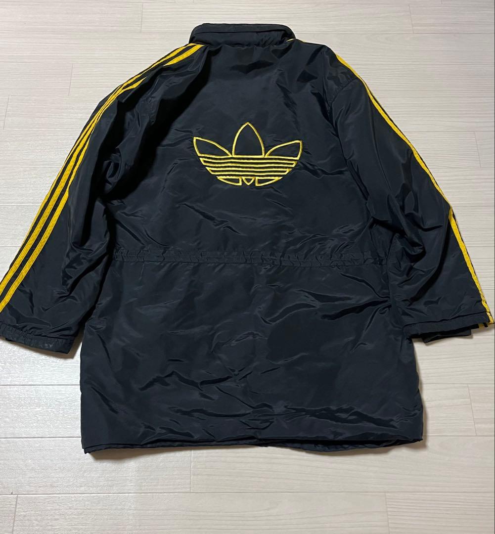 90s adidas アディダス ブラック/イエロー ストライプ ベンチコート