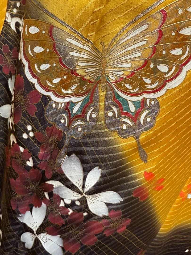 正絹振袖2着（赤系＆黄色系）★フルセット★金彩