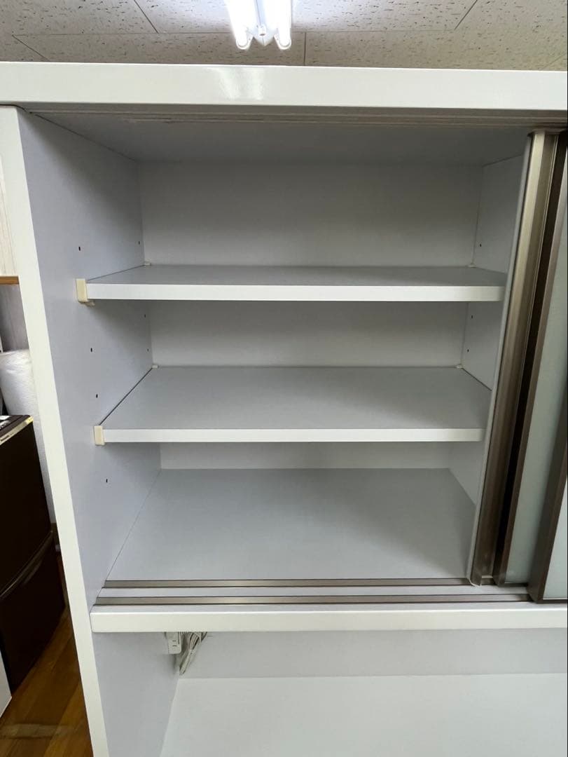 大型家具 三幸 キッチンボード 食器棚 レンジボード 白家具
