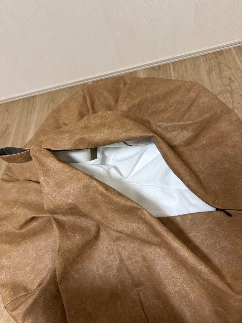 ビーズクッション オニオン170Lアンティークレザーカバーセットブラウンベージュ