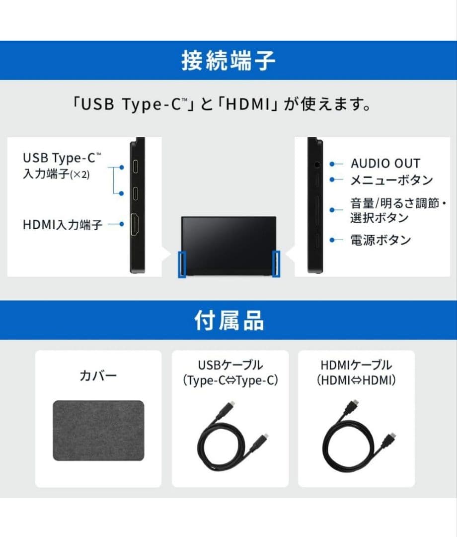 IRIS OHYAMA 15.6インチポータブルモニター DP-FF164S-B