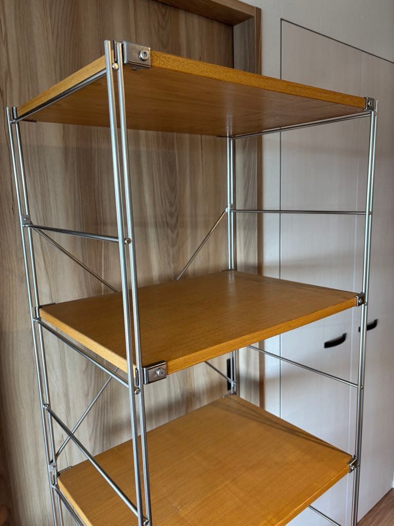 無印 ステンレスユニットシェルフ　タモ材棚セット　大　中古