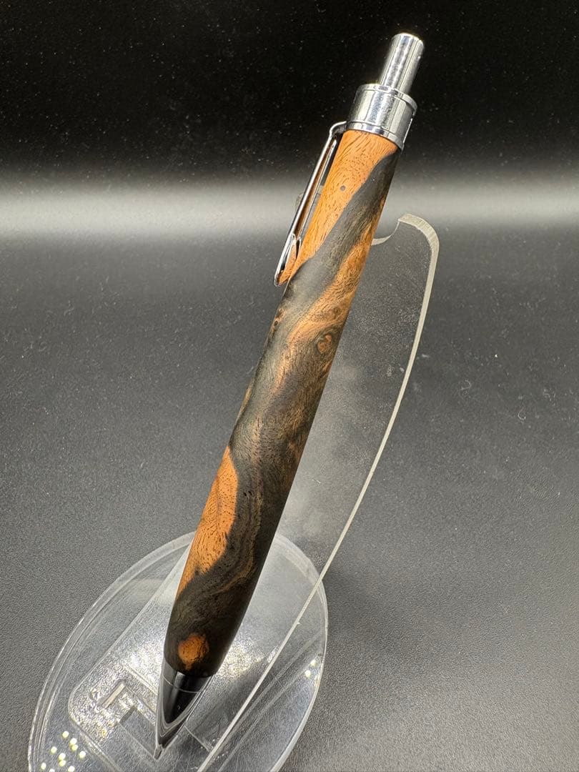 494極上　黒檀　瘤杢　ツートン　木軸シャーペン　ボールペン