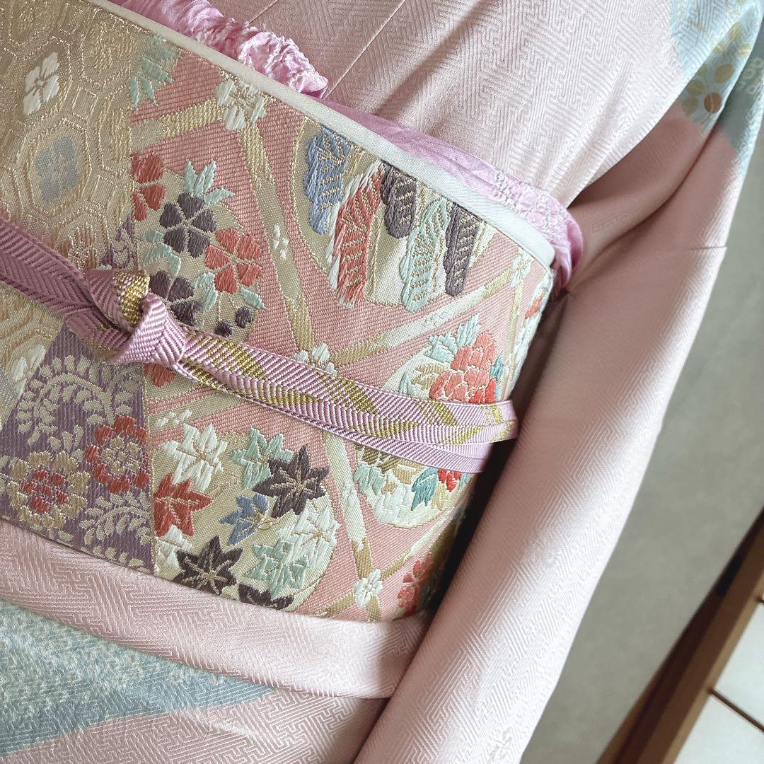 訪問着　フルセット　着物　正絹　入学式　手刺繍　絞り　紗綾形地紋　そよ風　G6