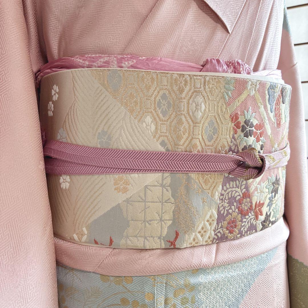 訪問着　フルセット　着物　正絹　入学式　手刺繍　絞り　紗綾形地紋　そよ風　G6