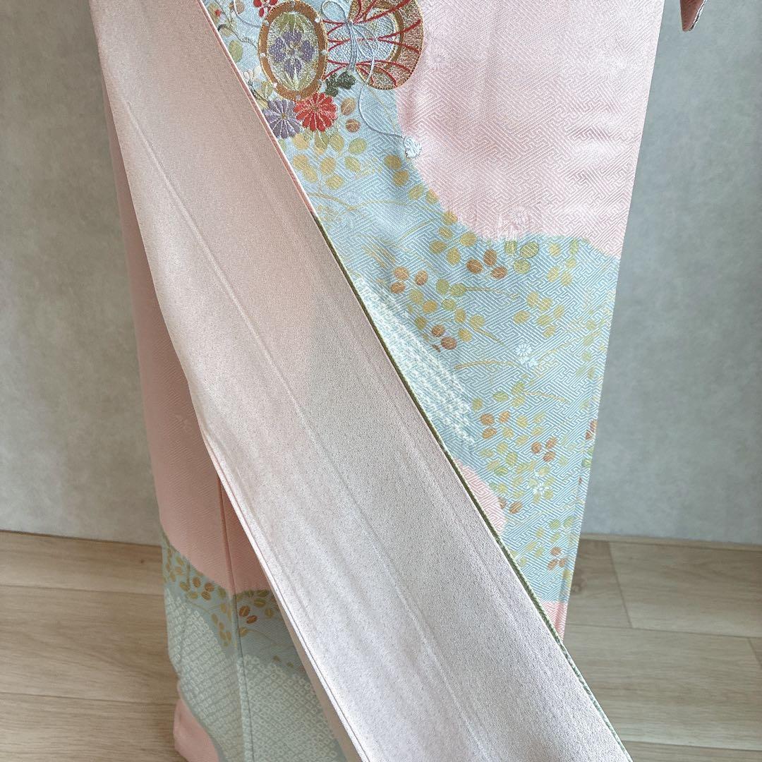 訪問着　フルセット　着物　正絹　入学式　手刺繍　絞り　紗綾形地紋　そよ風　G6
